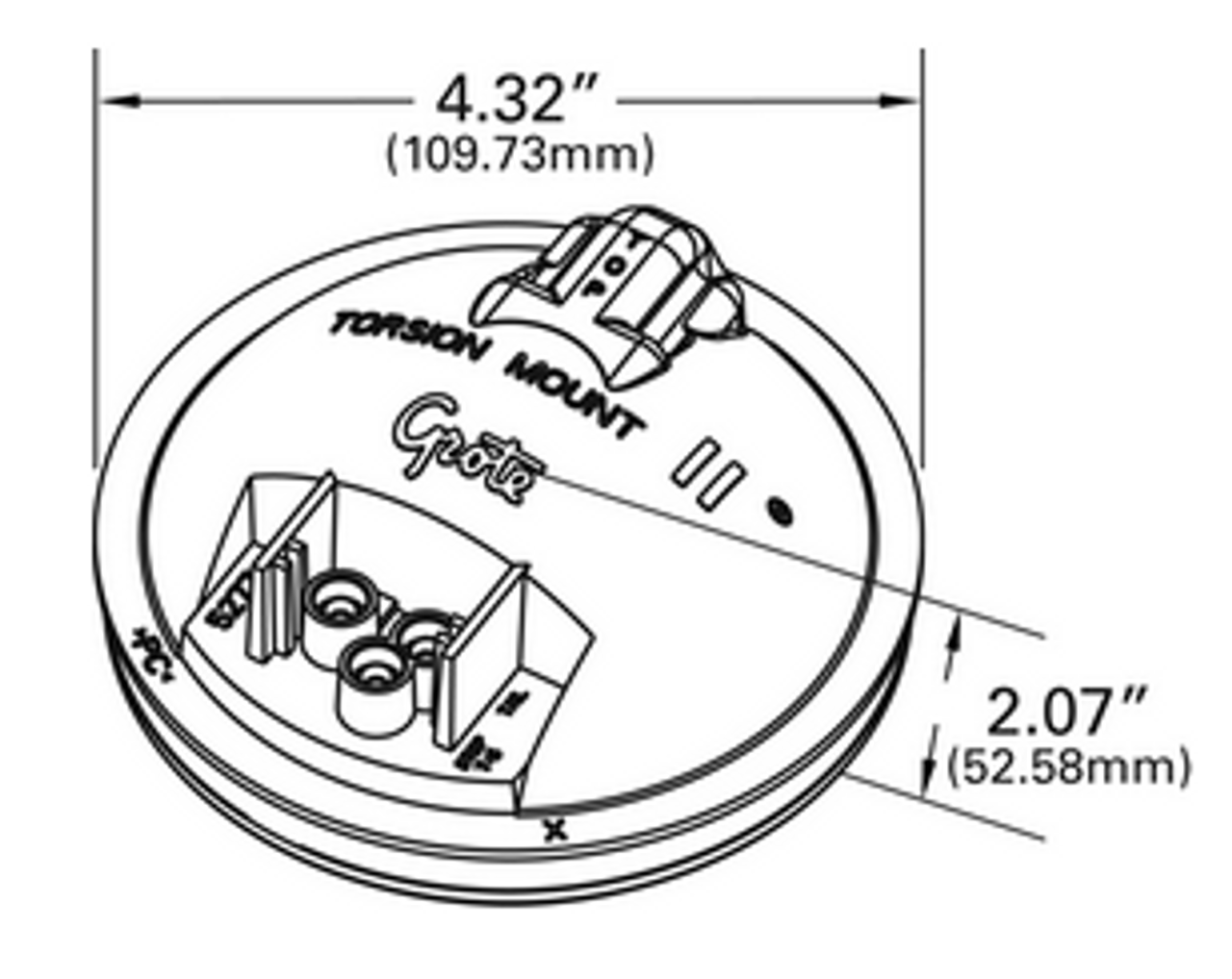 4" Torsion Mount® II Stop/Tail/Turn Lamp Kit w/Female Pin (52772 + 91740 + 67000) - Red  52152