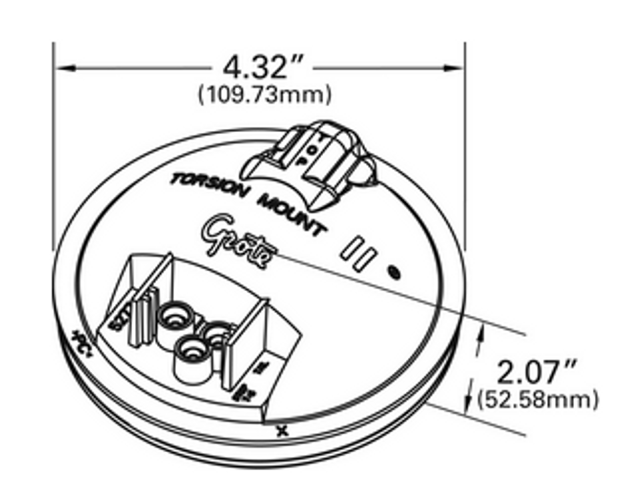 4" Torsion Mount® II Stop/Tail/Turn Lamp Kit w/Female Pin (52772 + 91740 + 67000) - Red  52782