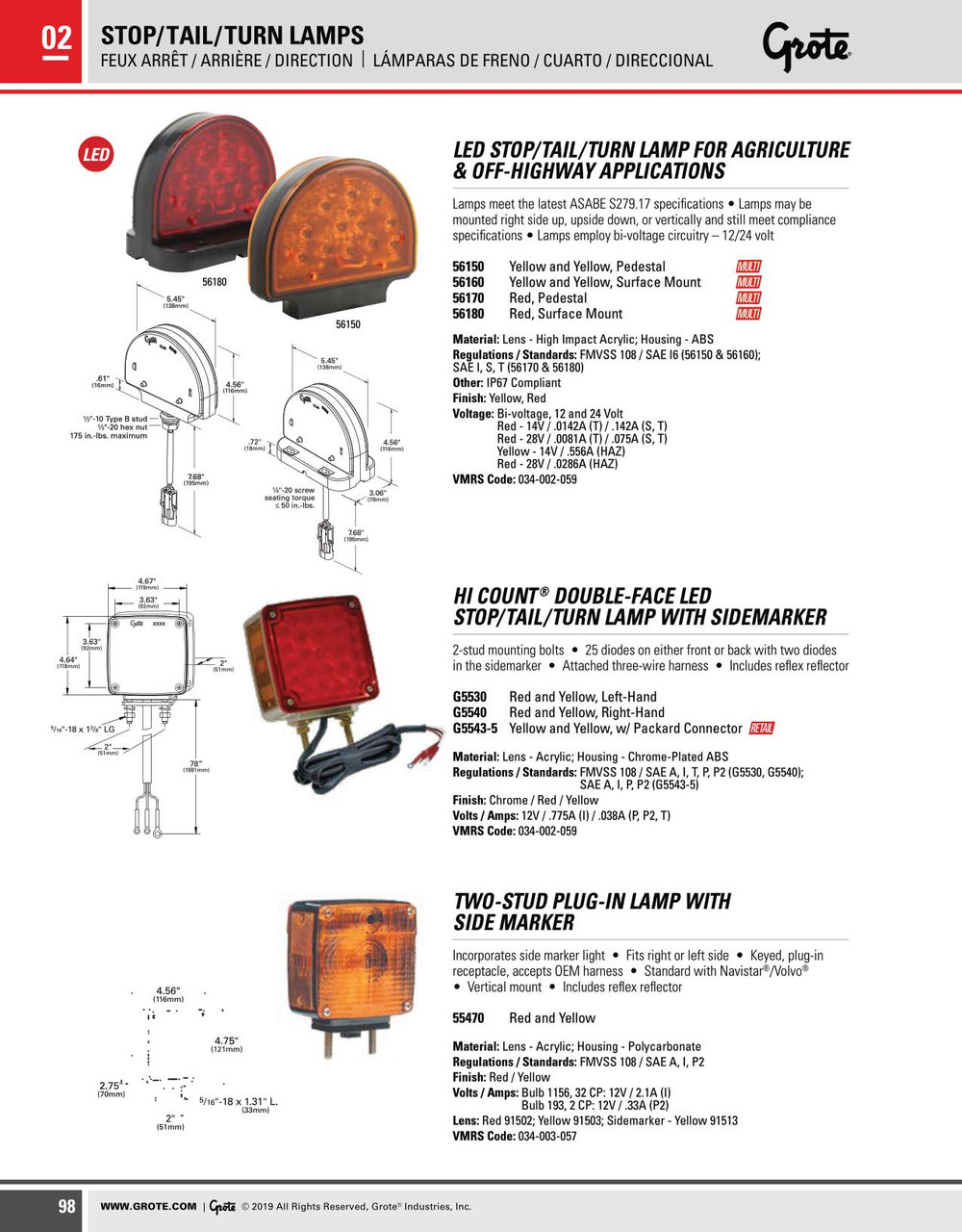 LED Warning Lamp Pedestal - Amber  56150