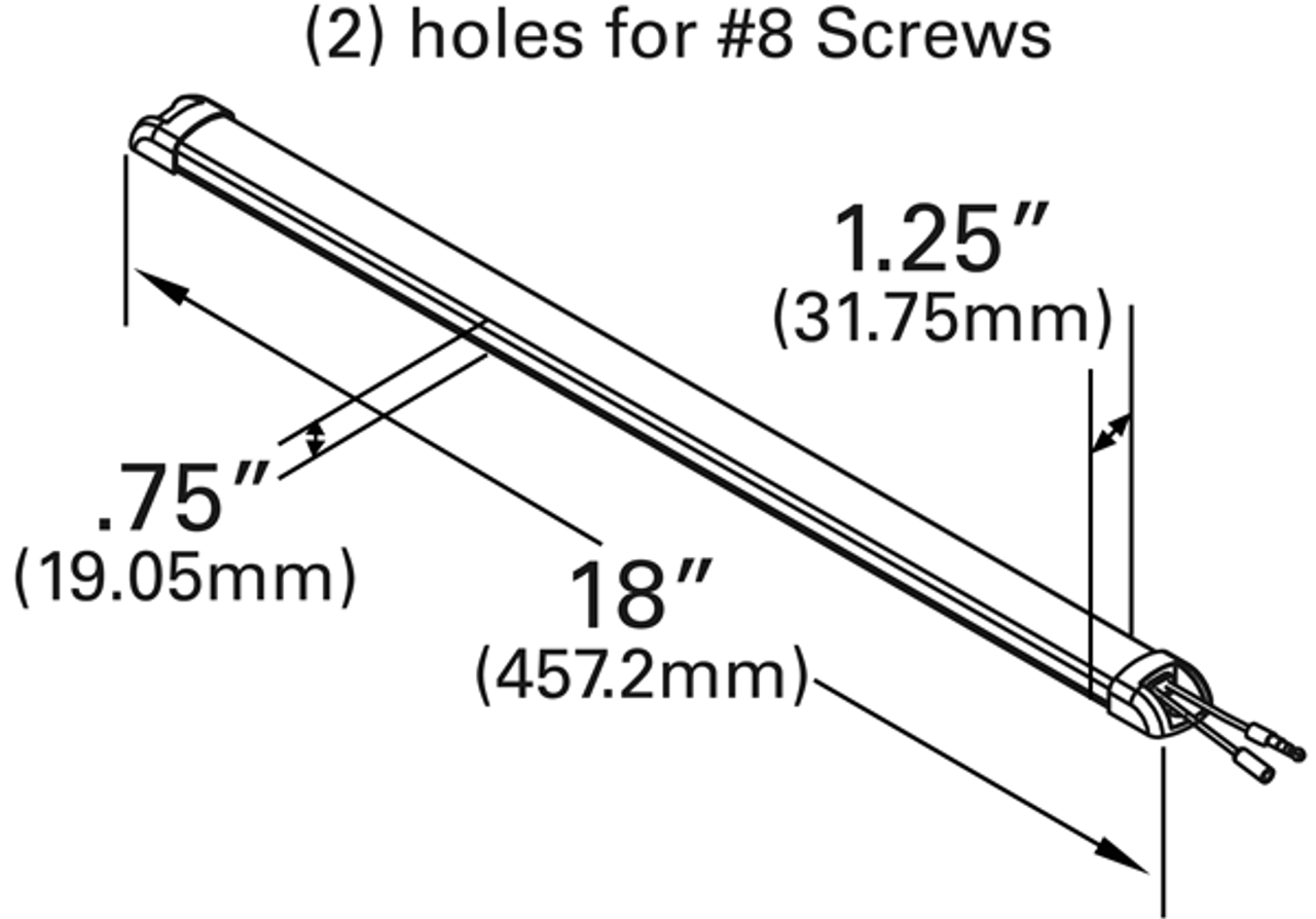 18" LED Slim White @ 500 Lumen w/Switch - Clear  61F01