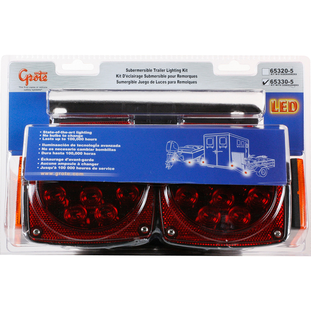 Submersible LED Trailer Lighting Kit - w/Clearance/Marker - Retail - Red  65330-5