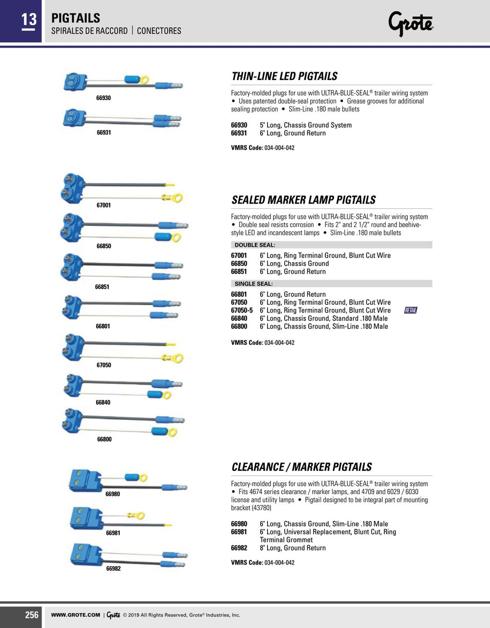 6" Thin-Line LED Two-Wire Pigtail w/.180" Bullet Connectors  66931