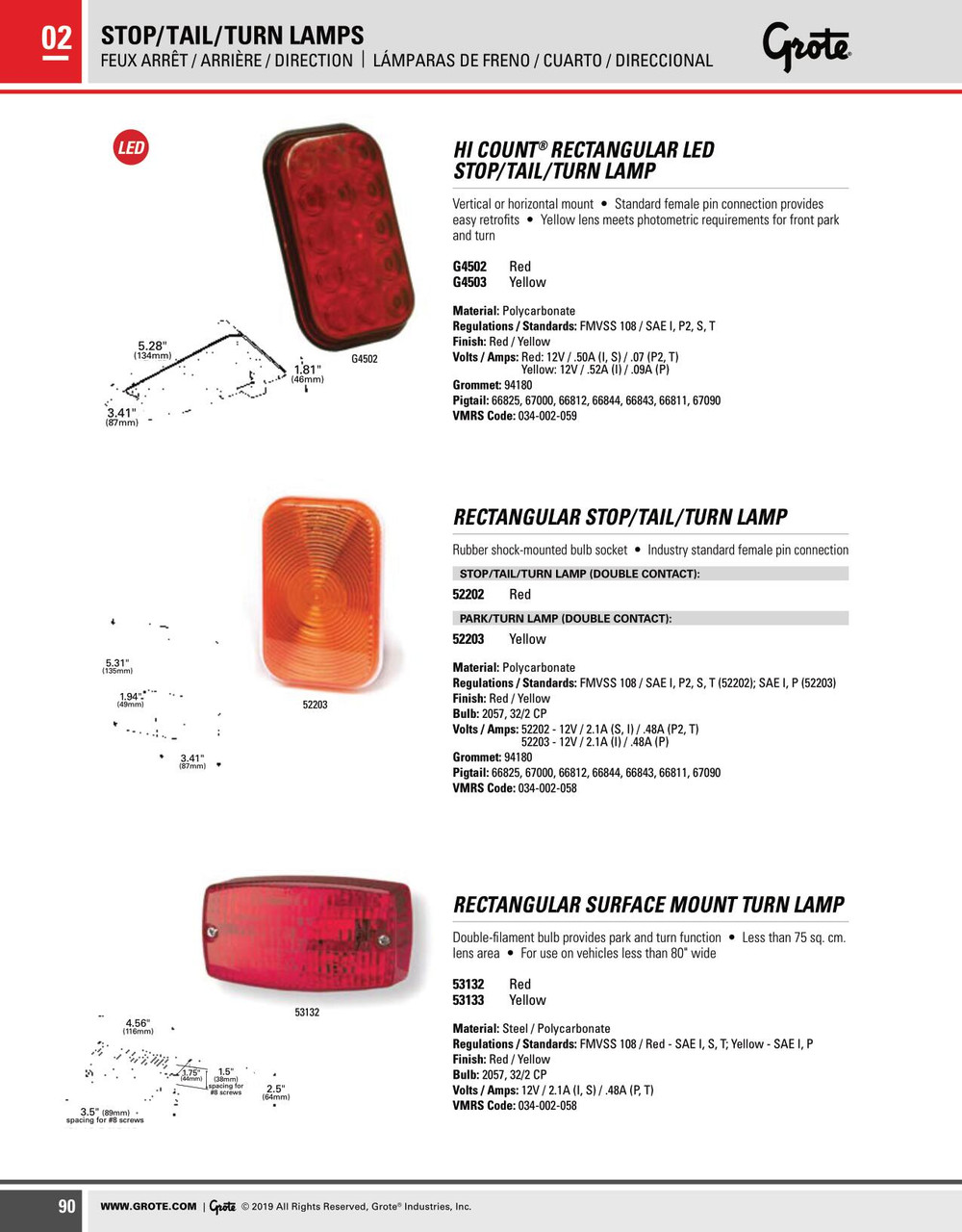 Hi Count® Rectangular LED Stop/Tail/Turn Lamp - Red  G4502