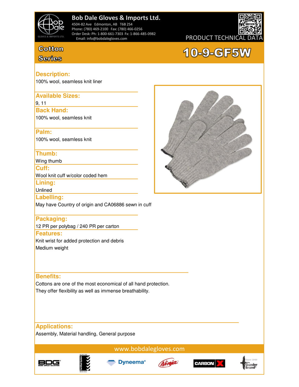 Seamless Knit Wool String Knit Glove Grey  10-9-GF5W-11