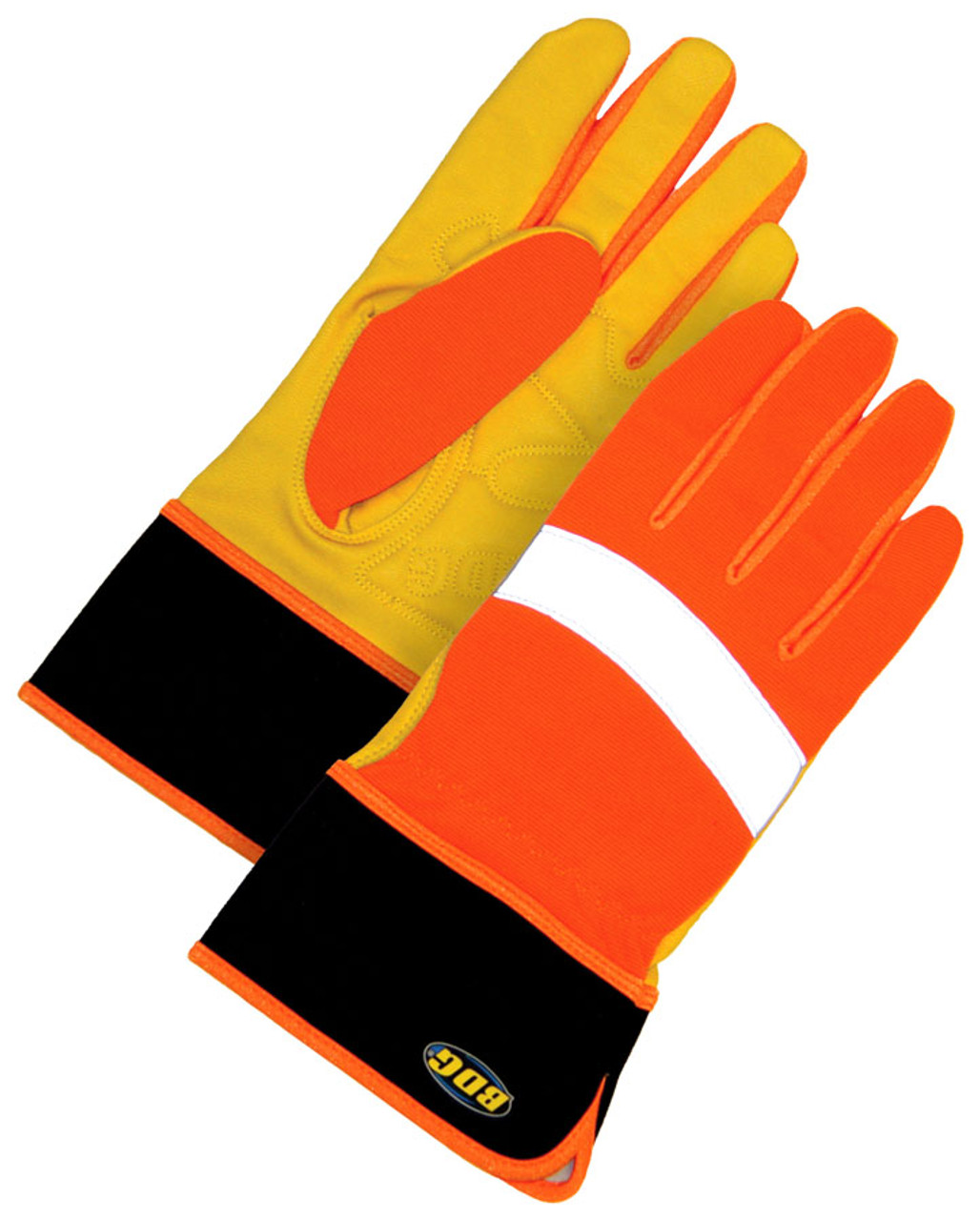 Grain Goatskin 3 Gauntlet Crossover Hi-Viz Orange Spandex Back 20-1-1250 -  Prairie Bearing & Bolt