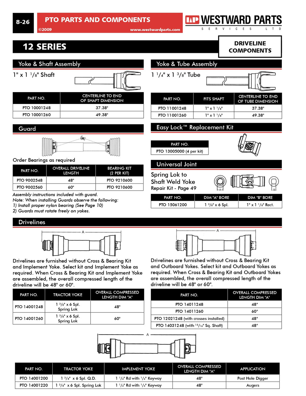 1 x 1-1/8" Rectangular - 49.38" Tube & Yoke Assembly - 12 Series  PTO11001260