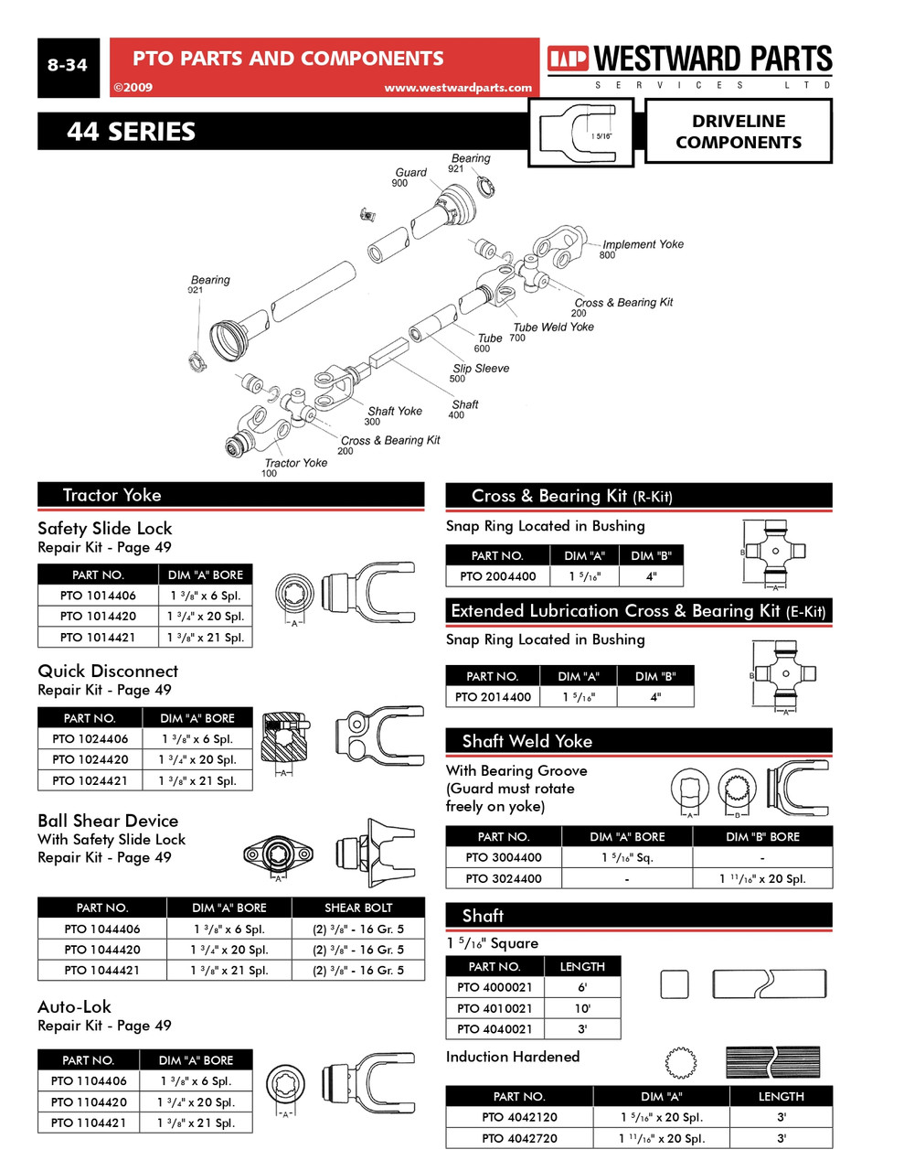 1-3/8"-6 Spline Safety Slide-Lok QD Yoke - 1-3/8"-6 Spline Safety Slide-Lok QD Yoke - Four Yoke Driveline Assembly - 44 Series  PTO14004460