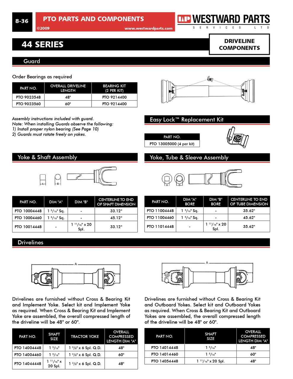 1-3/8"-6 Spline - Roll Pin Yoke - 44 Series  PTO8014406