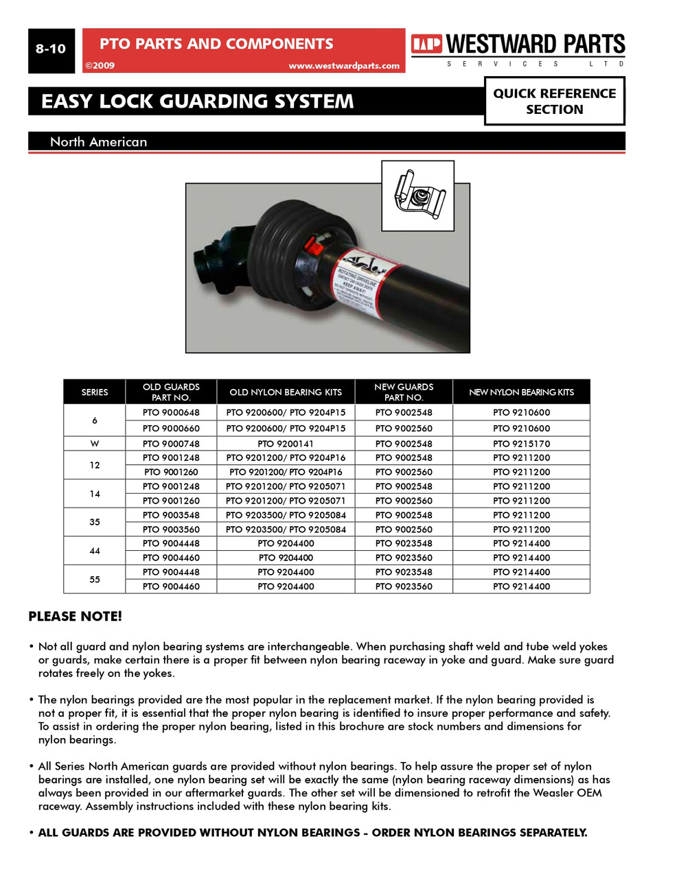 Easy Lock Guard Bearing & Clip Kit - 12/14/35 Series  PTO9211200