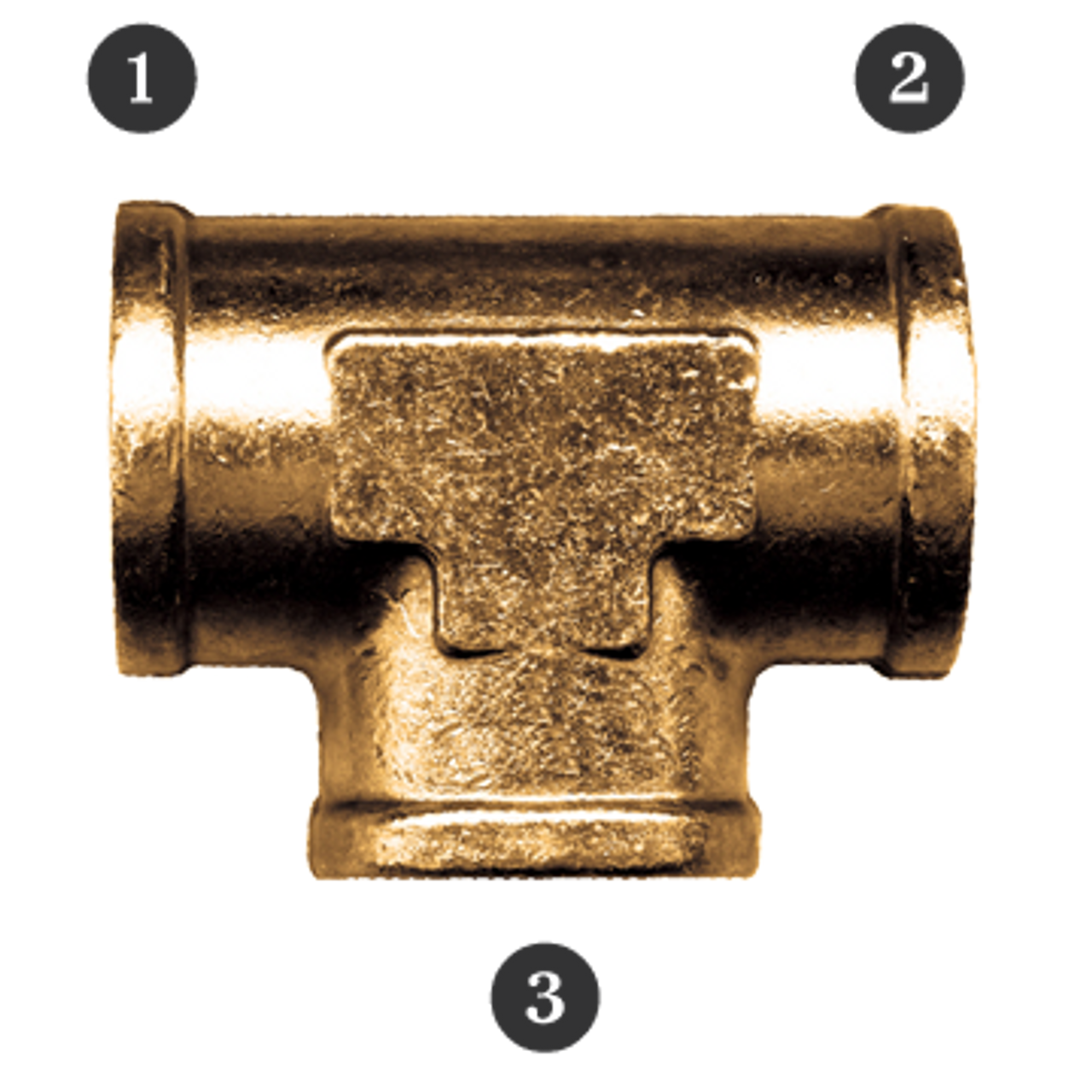 1/4 x 1/4 x 1/8" Forged Brass Female NPT Reducing Tee  101-BA
