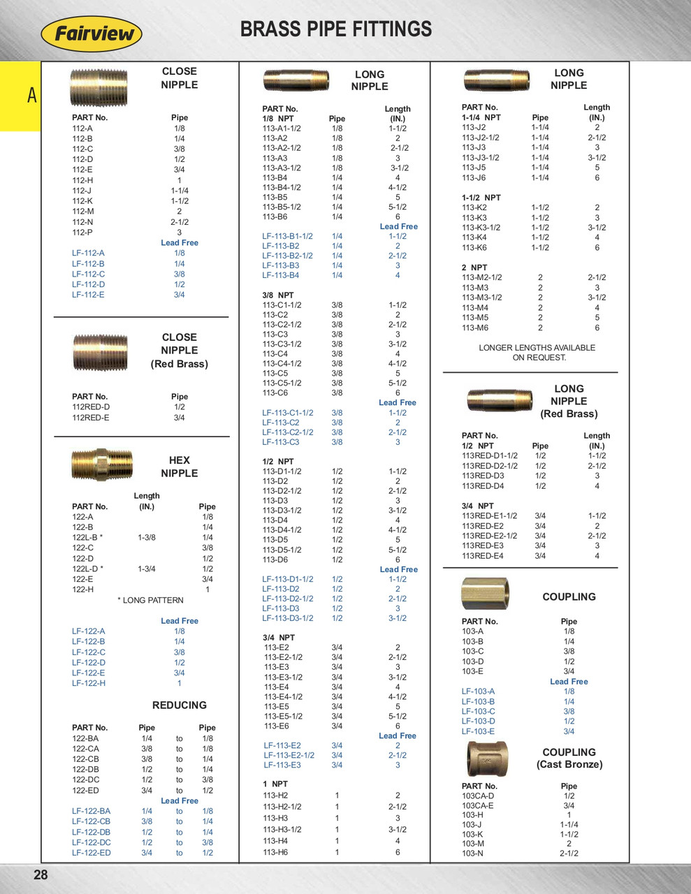 1/8" Brass Female NPT Coupler  103-A