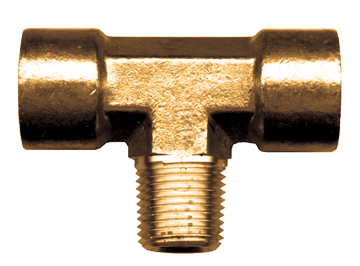 1/8 x 1/8 x 1/8" Forged Brass Female NPT- Female NPT- Male NPT Tee  106-A