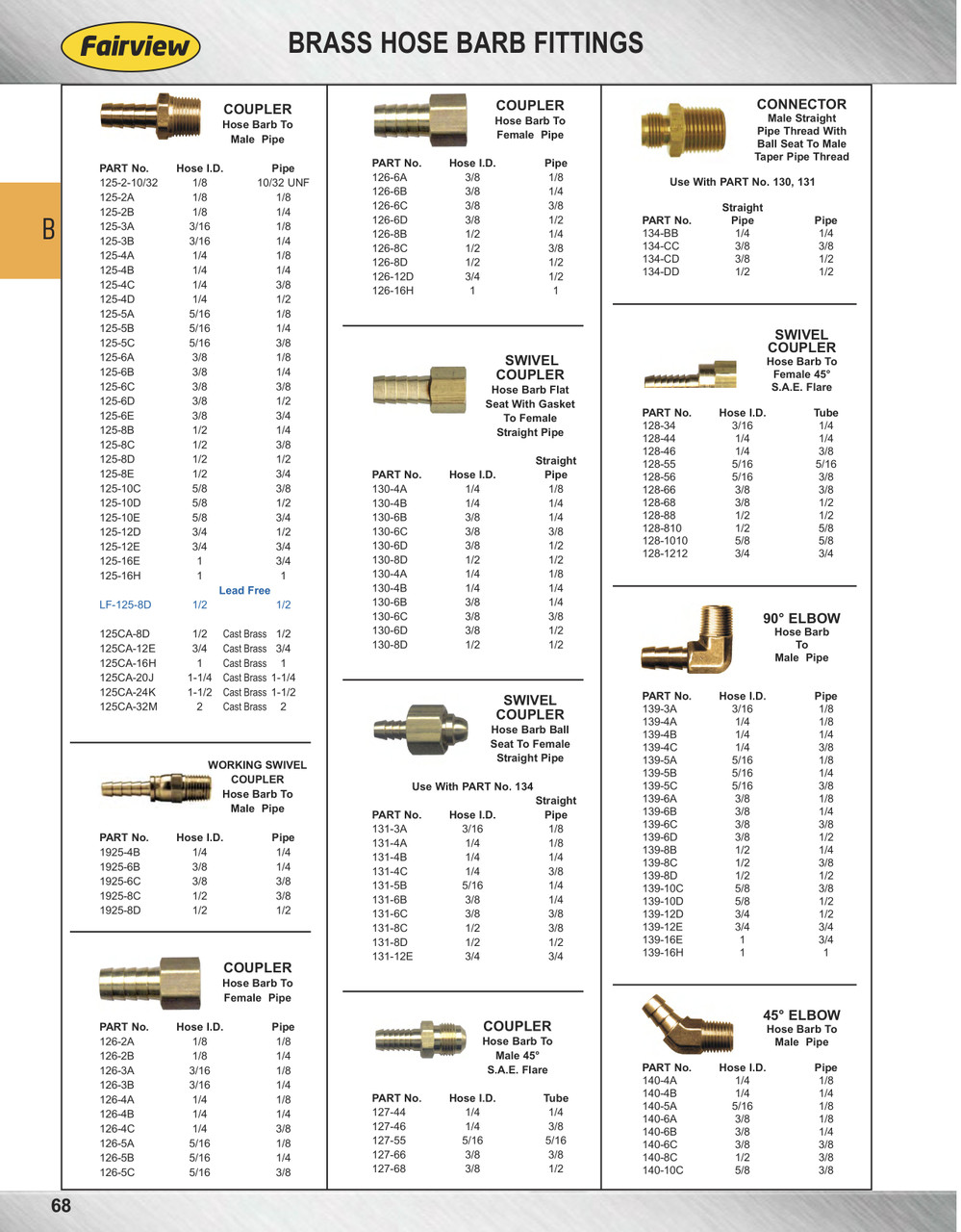 5/8 x 1/2" Brass Hose Barb - Male NPT Coupler  125-10D