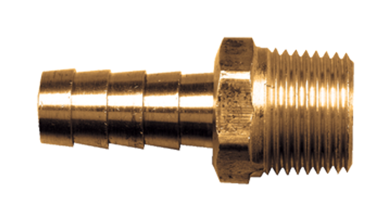 3/8 x 1/4" Brass Hose Barb - Male NPT Coupler  125-6B