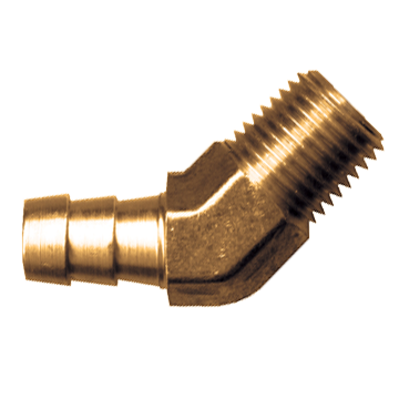 1/4 x 1/4" Brass Hose Barb - Male NPT 45° Elbow  140-4B