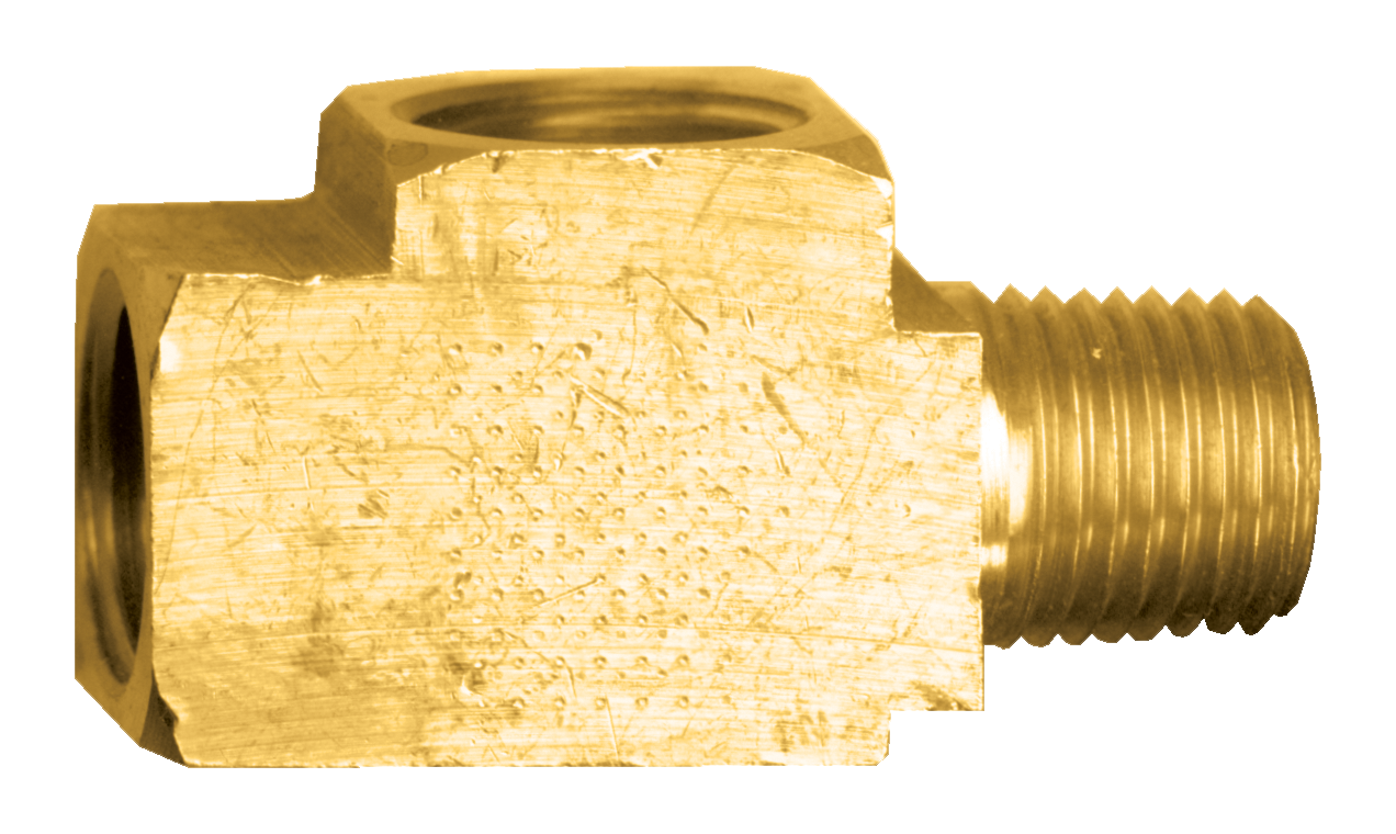 3/16 x 1/8 x 3/16" Brass Female 45° SAE Inverted Flare - Male NPT - Female 45° SAE Inverted Flare Tee  151-3A