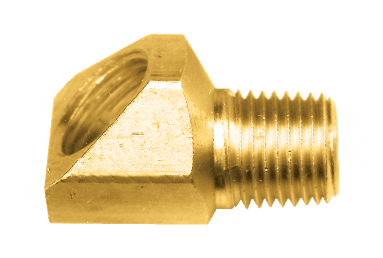 3/8 x 1/4" Brass Female 45° SAE Inverted Flare - Male NPT 45° Street Elbow  154-6B