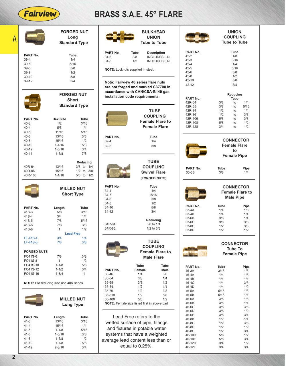 5/8 x 1/2" Brass Male 45° SAE Flare - Female NPT Connector  46-10D