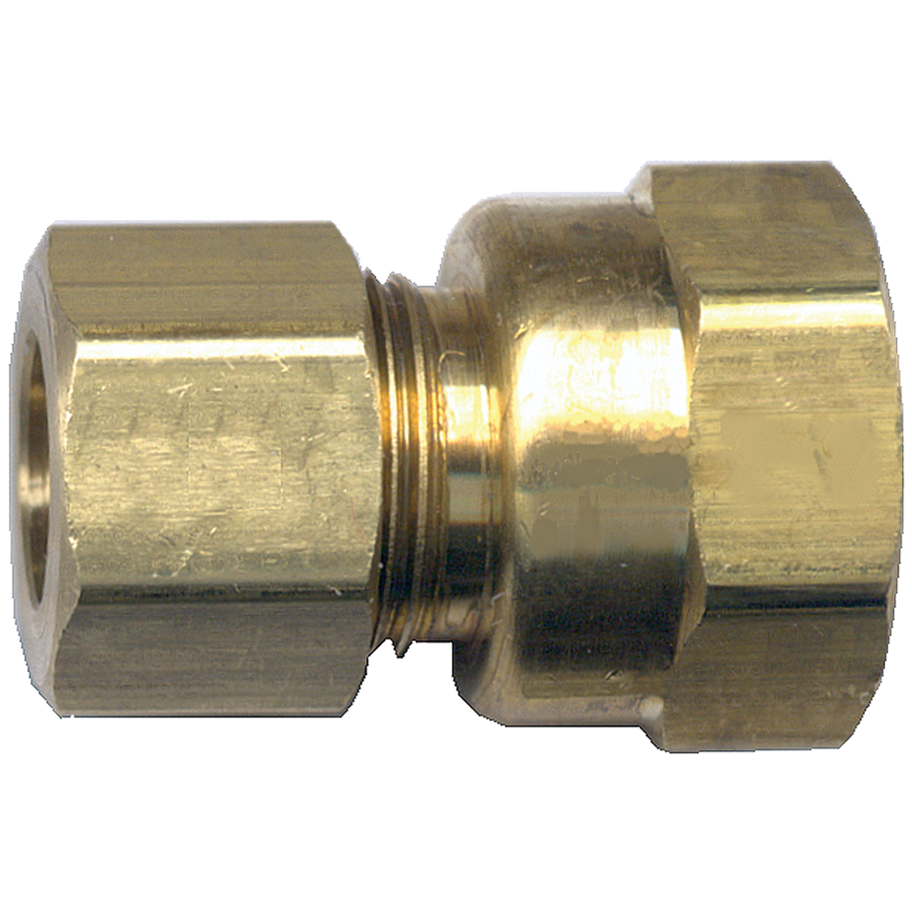 1/4 x 1/8" Brass Poly Tube Compression w/Fixed Insert - Female NPT Connector  466-4A