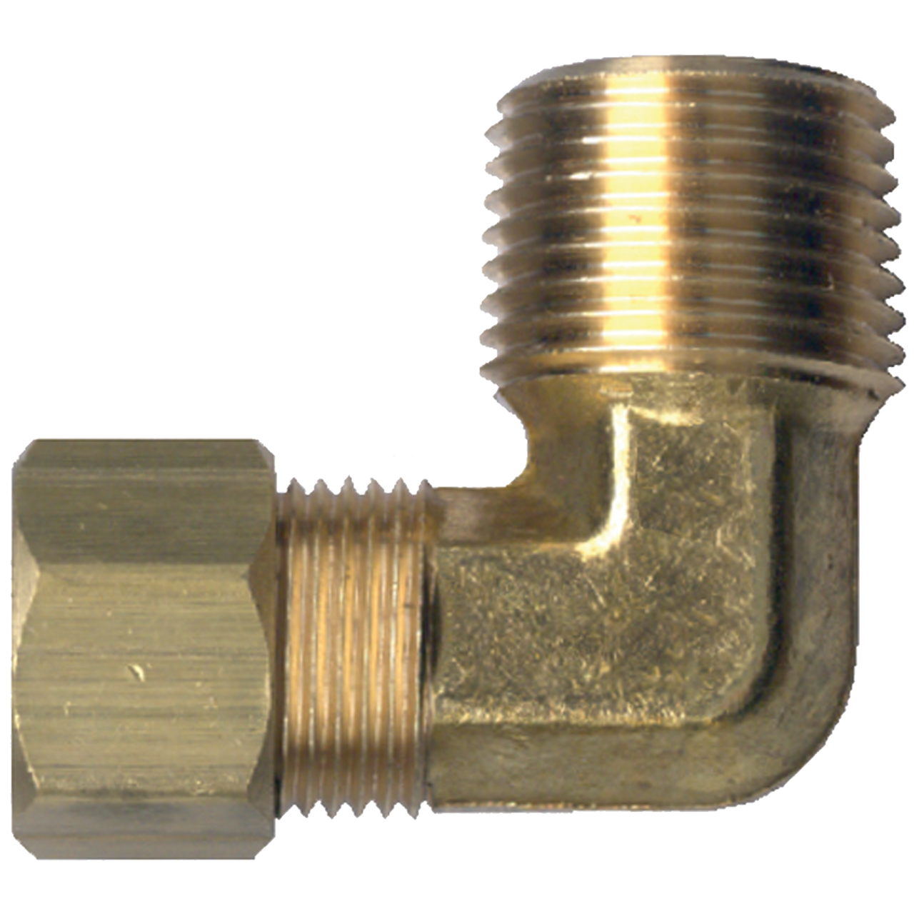 1/4 x 3/8" Brass Poly Tube Compression w/Fixed Insert - Male NPT 90° Elbow   469-4C