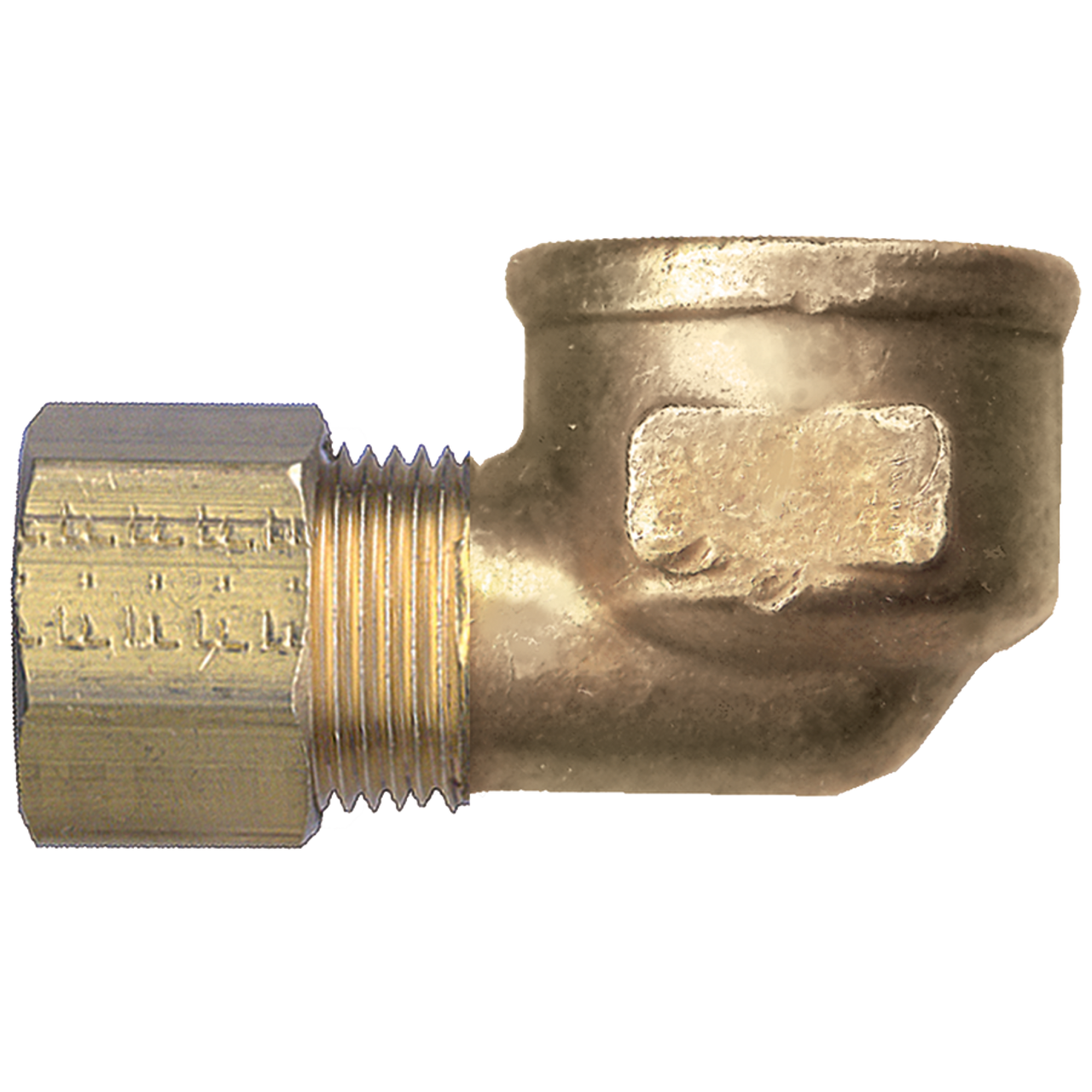1/4 x 1/8" Brass Poly Tube Compression w/Fixed Insert - Female NPT 90° Elbow   470-4A