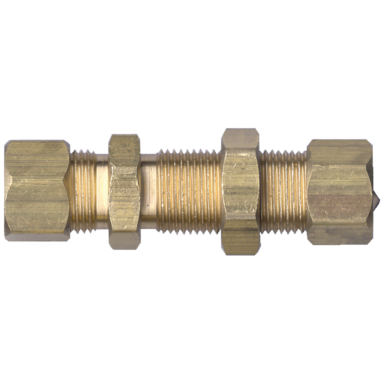 1/4" Brass Poly Tube Compression w/Fixed Insert Bulkhead Union  477-4