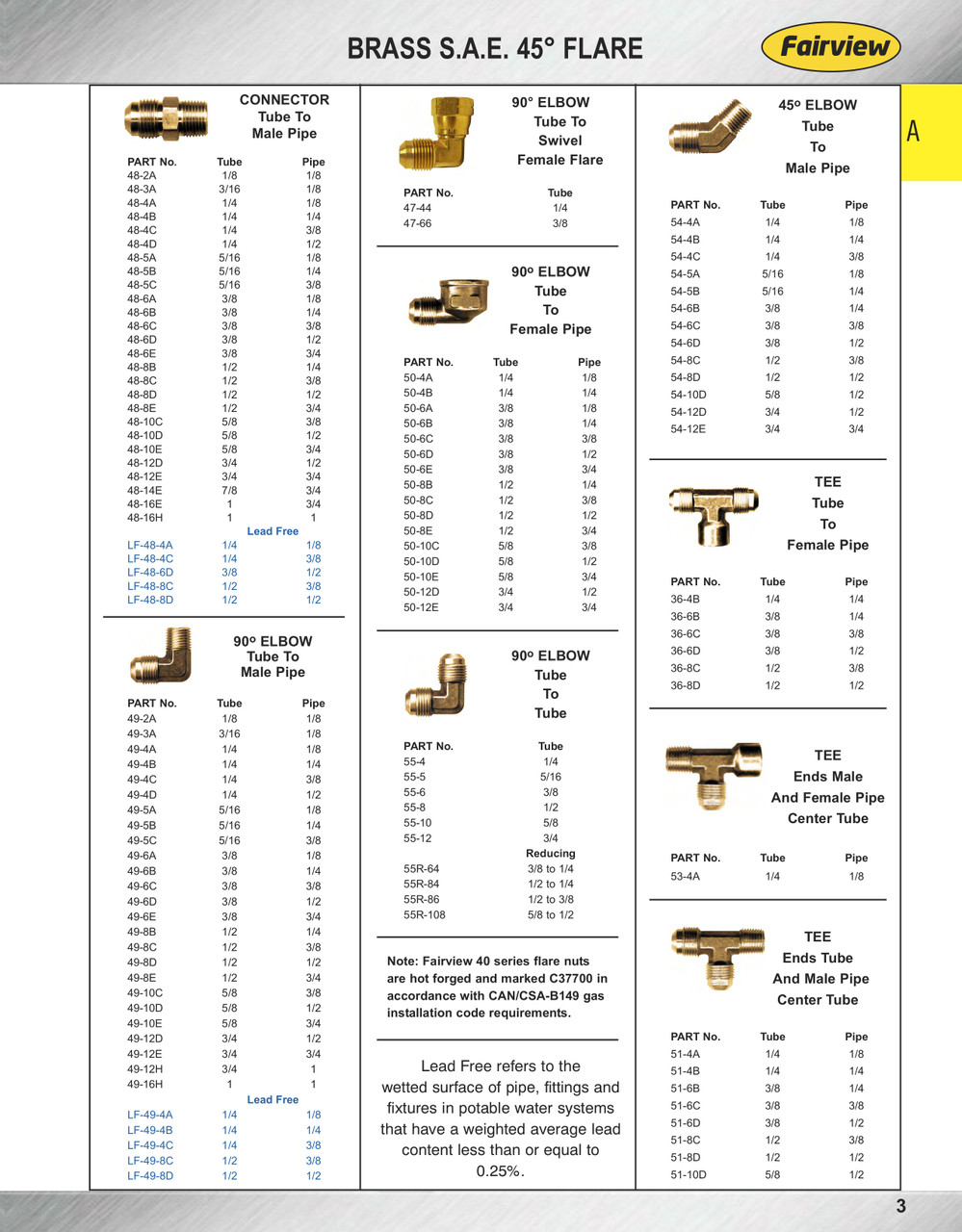 5/8 x 1/2" Brass Male 45° SAE Flare - Male NPT Connector  48-10D