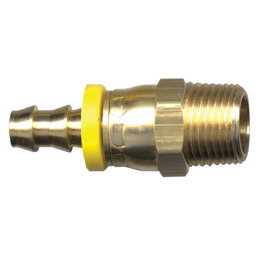 1/2 x 1/2" Brass Grip-Tite Hose Barb - Male NPT Swivel Connector  725SW-8D