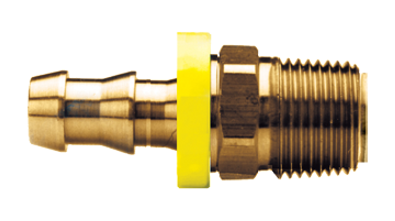 1/4 x 5/16" Brass Grip-Tite Hose Barb - Male 45° SAE Inverted Flare Connector  735-45