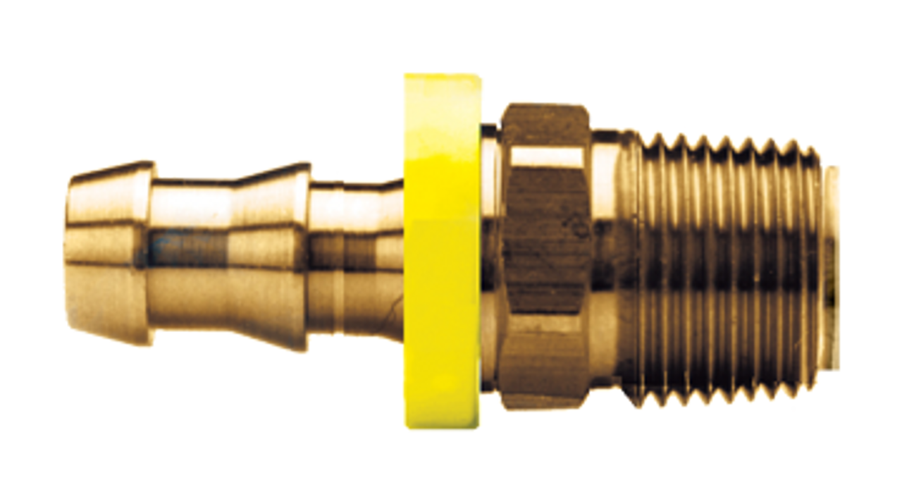 3/8 x 5/16" Brass Grip-Tite Hose Barb - Male 45° SAE Inverted Flare Connector  735-65