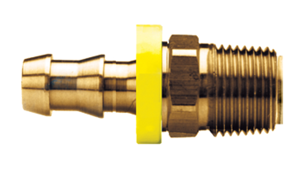 3/8 x 3/8" Brass Grip-Tite Hose Barb - Male 45° SAE Inverted Flare Connector  735-66