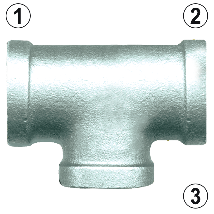 3/8" Sch. 40 Galvanized Iron Female NPT Tee  GI-101-C