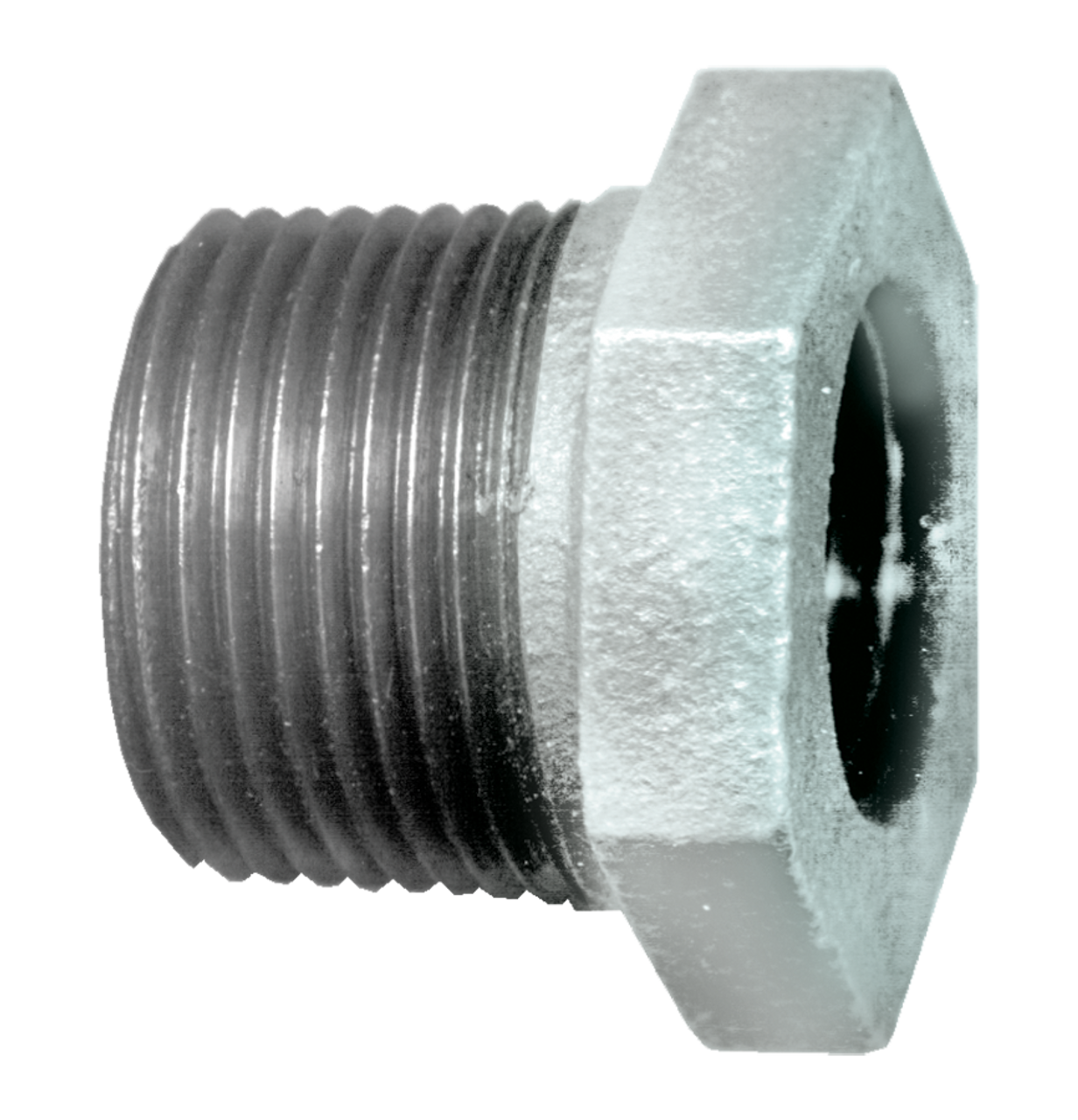 2 x 1-1/4" Sch. 40 Galvanized Male NPT - Female NPT Reducing Hex Bushing  GI-110-MJ