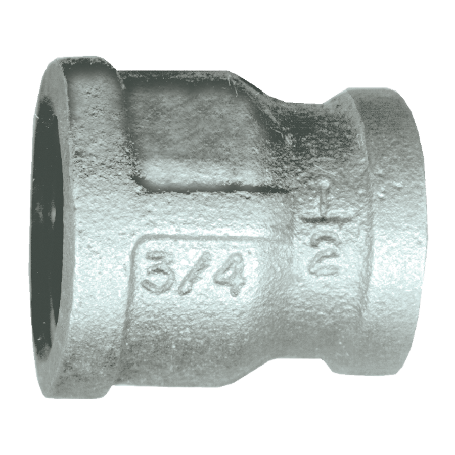 3/4 x 1/2" Sch. 40 Galvanized Iron Female NPT Reducer Coupler  GI-119-ED