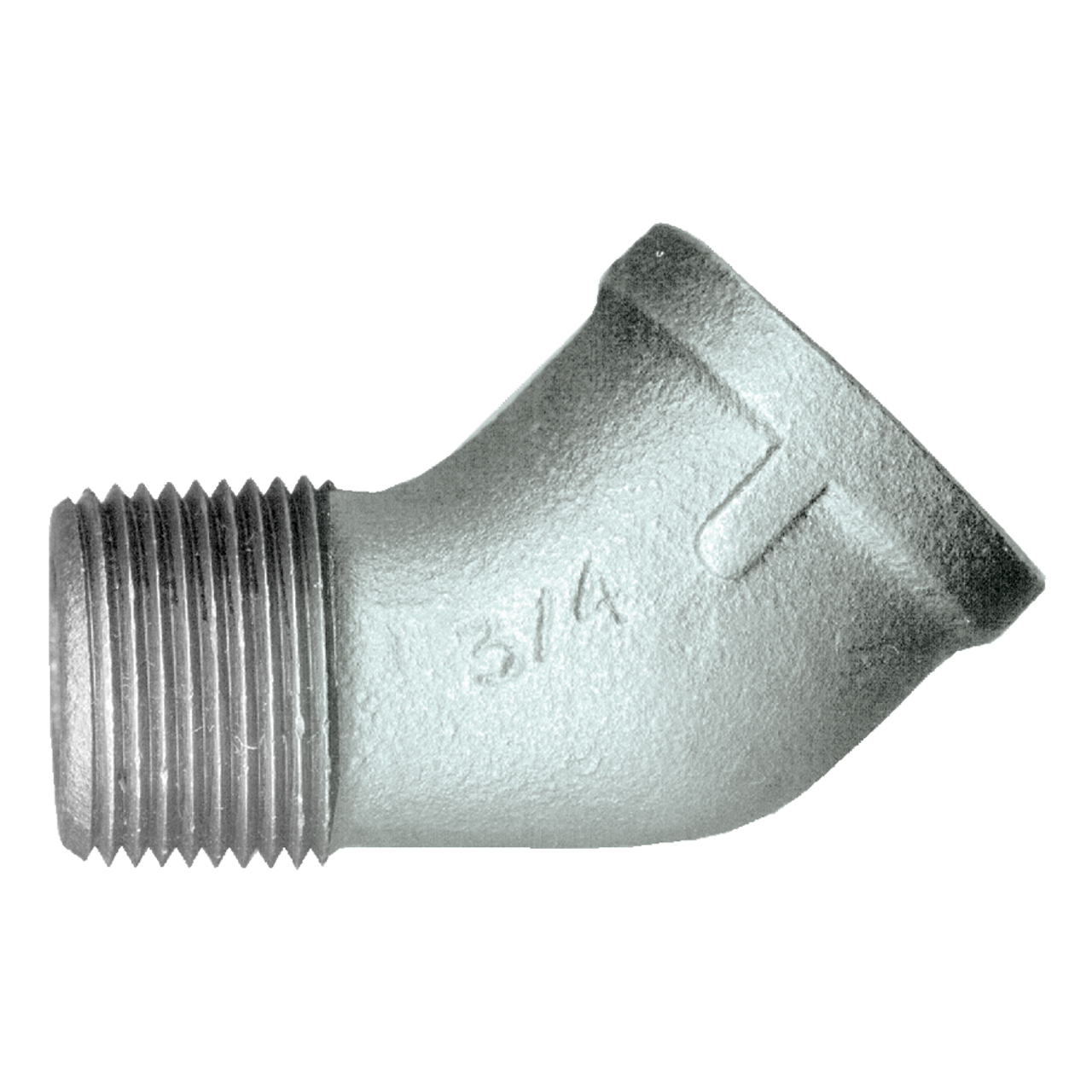 1/4" Sch. 40 Galvanized Iron Male NPT - Female NPT 45° Street Elbow  GI-124-B