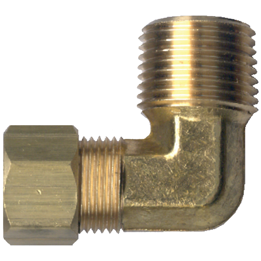1/4 x 1/4" Lead Free Brass Poly Tube Compression w/Fixed Insert - Male NPT 90° Elbow   LF-469-4B
