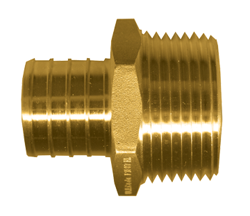 1/2 x 3/4" Lead Free Brass PEX Hose Barb - Male NPT Adapter  LF-PEX-125-10E