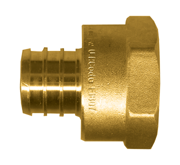 1 x 1" Lead Free Brass PEX Hose Barb - Female NPT Adapter  LF-PEX-126-18H