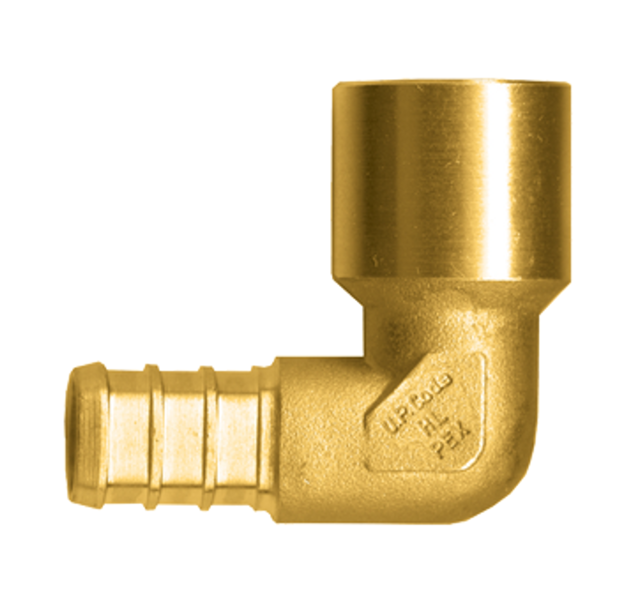 1/2 x 1/2" Lead Free Brass Pex Hose Barb - Female Sweat-On 90° Elbow  LF-PEX-139FSW-10