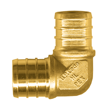 3/4 x 1/2" Lead Free Brass Pex Hose Barb 90° Reducing Elbow  LF-PEX-99HB-1410