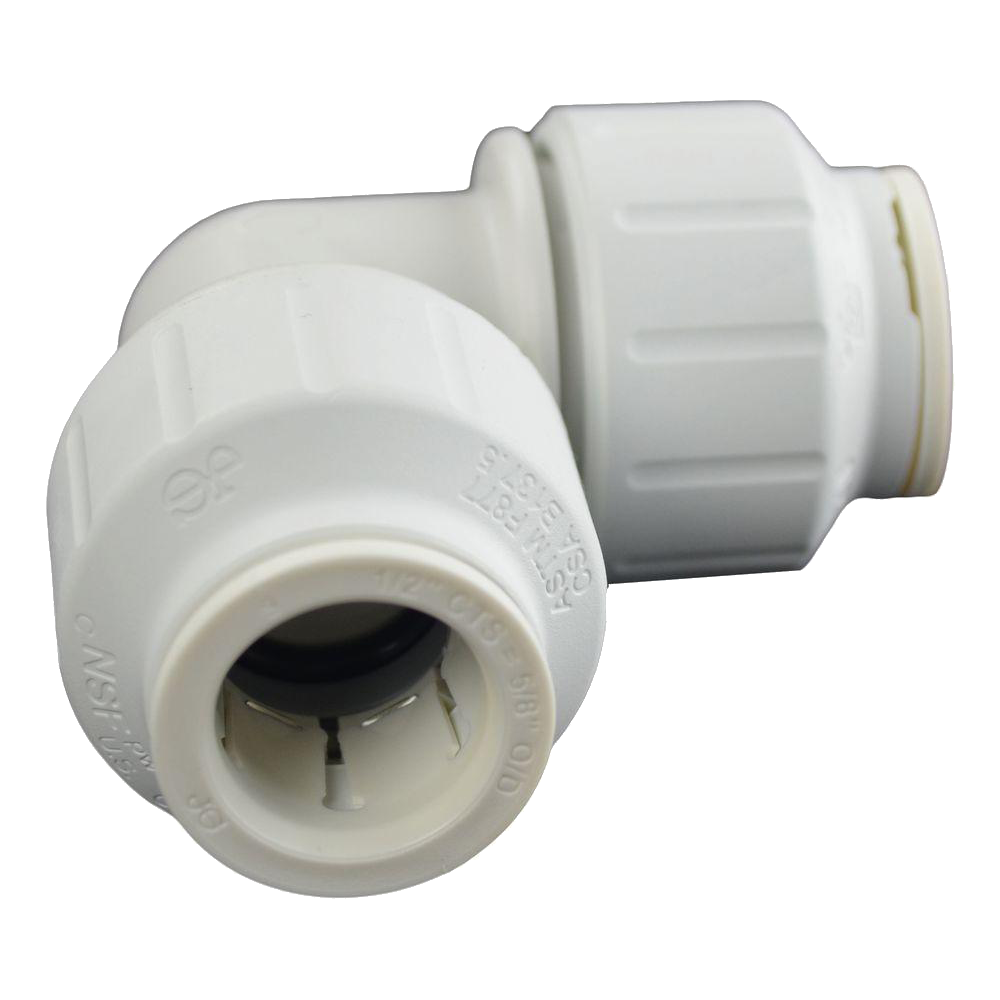 1/2" JG® White Polypropylene CTS Twist Lock 90° Elbow  PEI0320