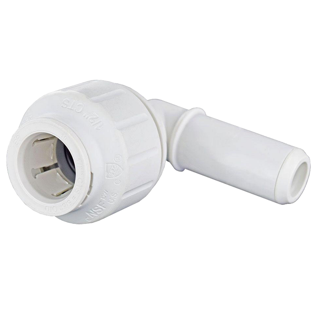 3/4 x 3/4" JG® White Polypropylene CTS Twist Lock - Male Stem 90° Elbow  PEI222828