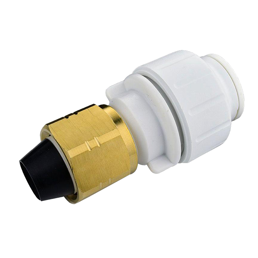 1/2 x 1/2" JG® White Polypropylene CTS Twist Lock - Brass Female NPS Connector  PEI452034