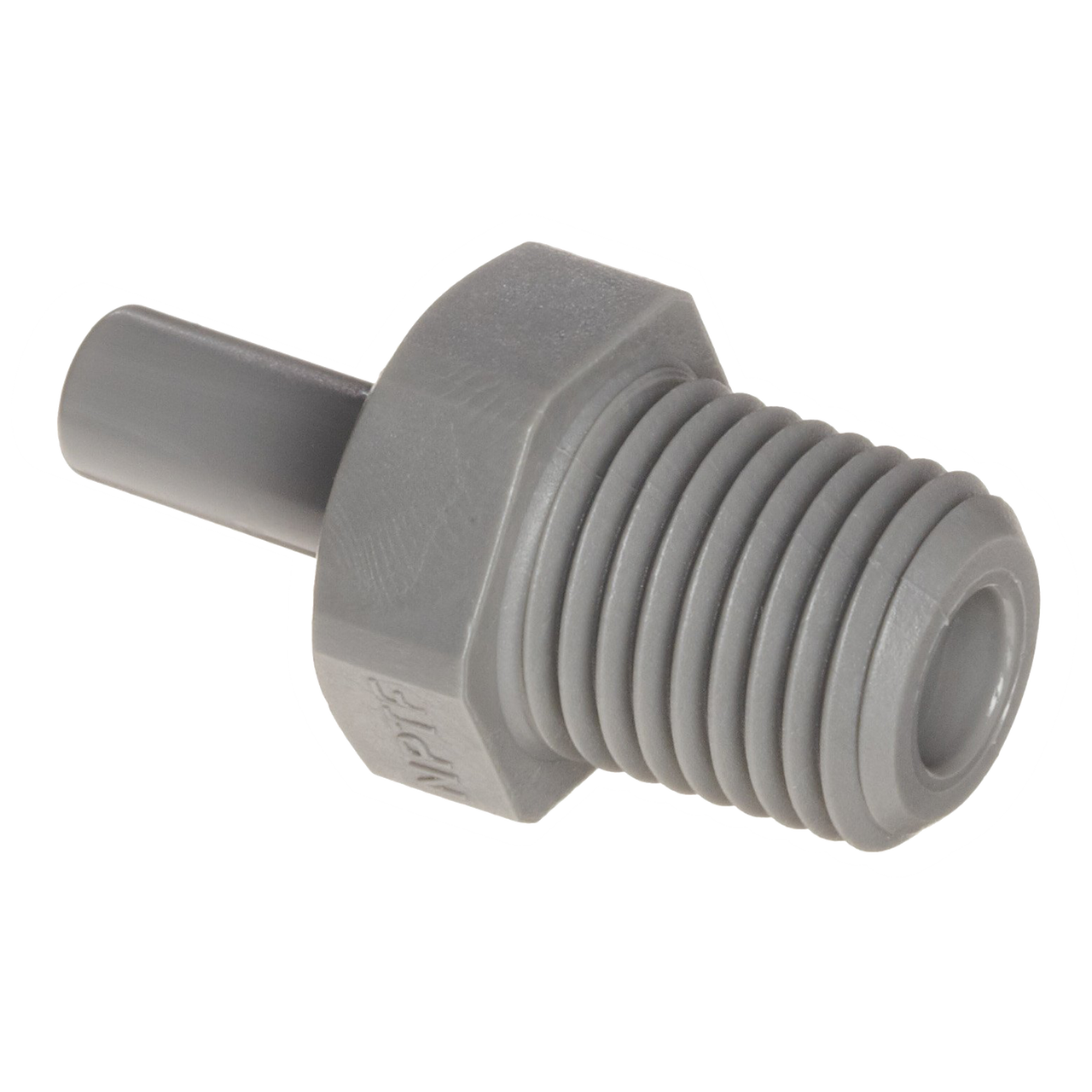 1/2 x 1/2" JG® Grey Acetal Male Stem - Male NPT Adapter  PI051624S