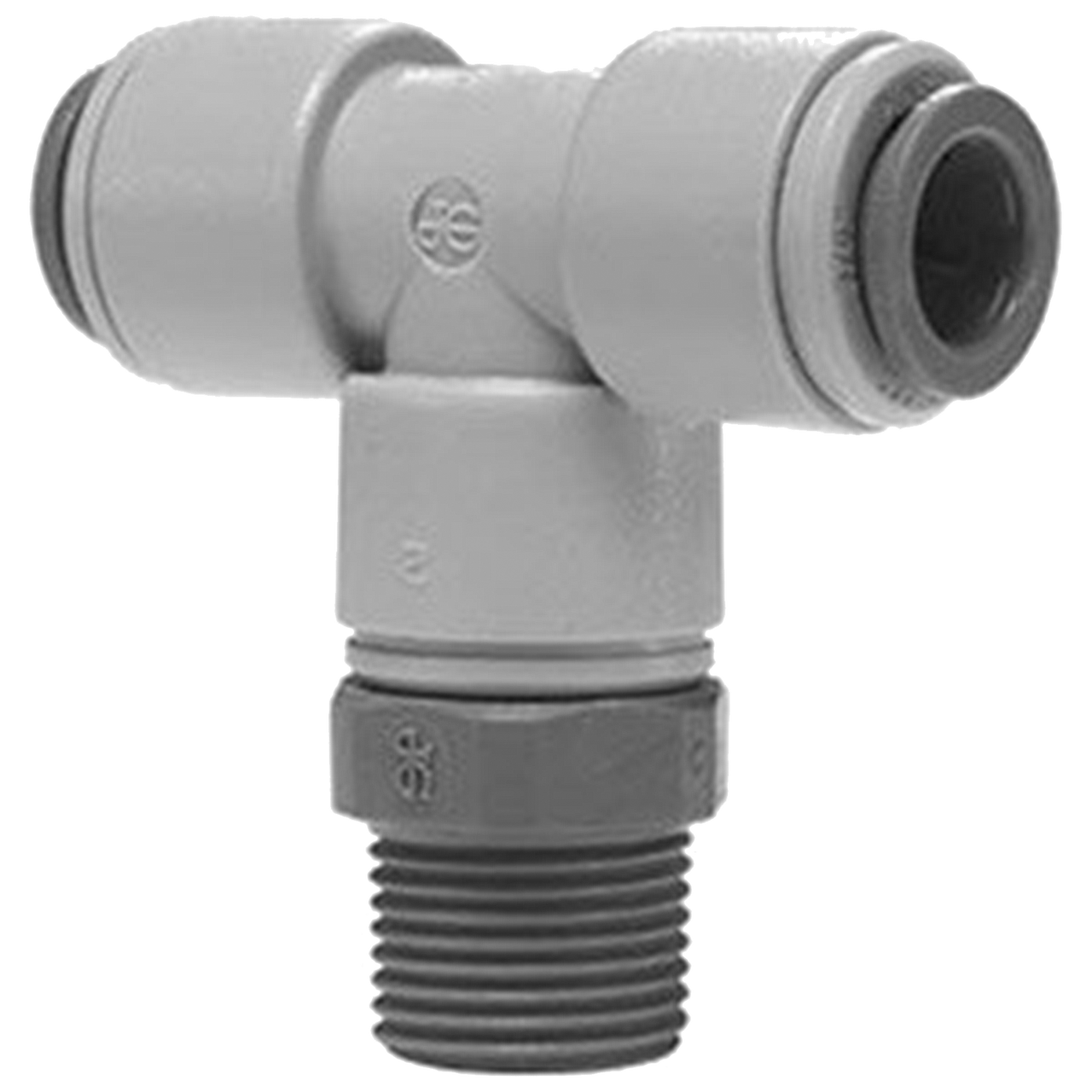 3/8 x 3/8 x 1/4" JG® Grey Acetal Push-To-Connect - Push-To-Connect - Male NPT Swivel Tee  PI101222S