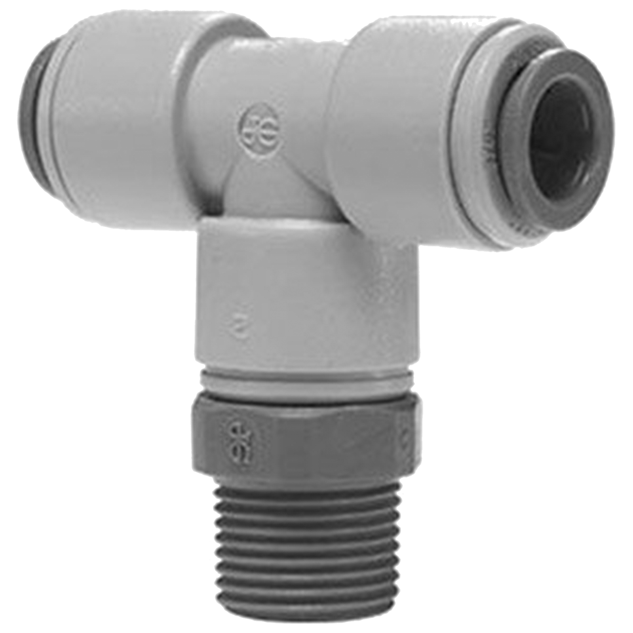 3/8 x 3/8 x 3/8" JG® Grey Acetal Push-To-Connect - Push-To-Connect - Male NPT Swivel Tee  PI101223S