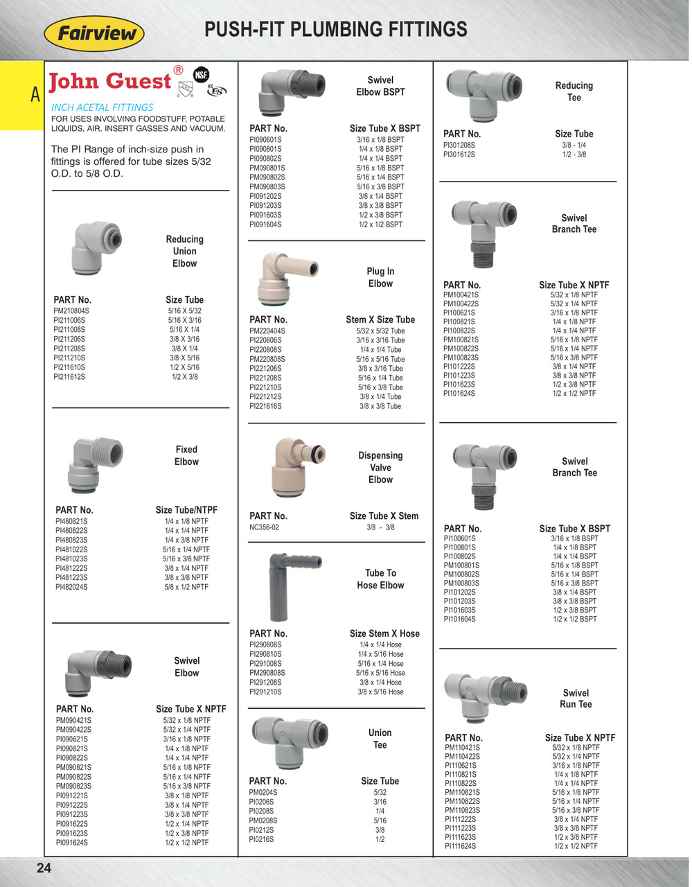 5/16 x 5/16 x 1/4" JG® Grey Acetal Push-To-Connect - Push-To-Connect - Male NPT Swivel Tee  PM100822S