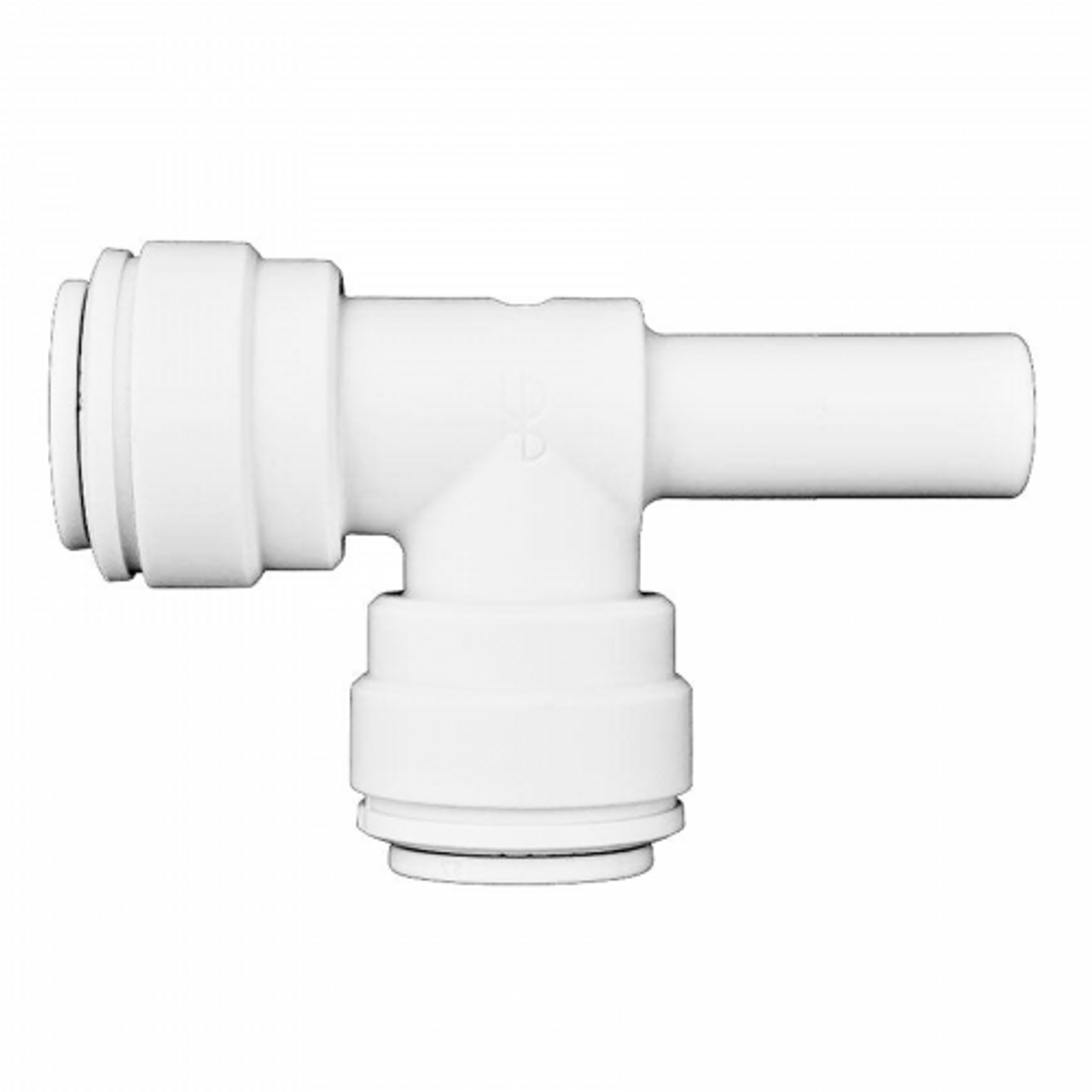 3/8 x 3/8 x 3/8" JG® White Polypropylene Push-To-Connect - Male Stem - Push-To-Connect Stackable Tee  PP101223W