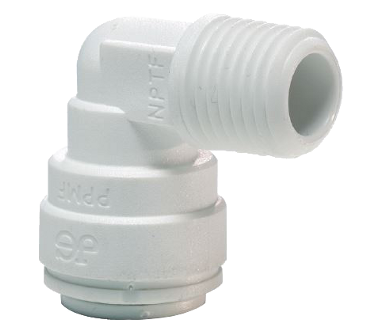 1/4 x 1/4" JG® White Polypropylene Push-To-Connect - Male NPT 90° Elbow  PP480822W