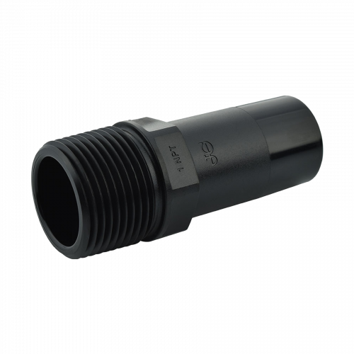 1 x 1" JG® Black Polysulfone Male Stem - Male NPT Adapter  PSEI053628E